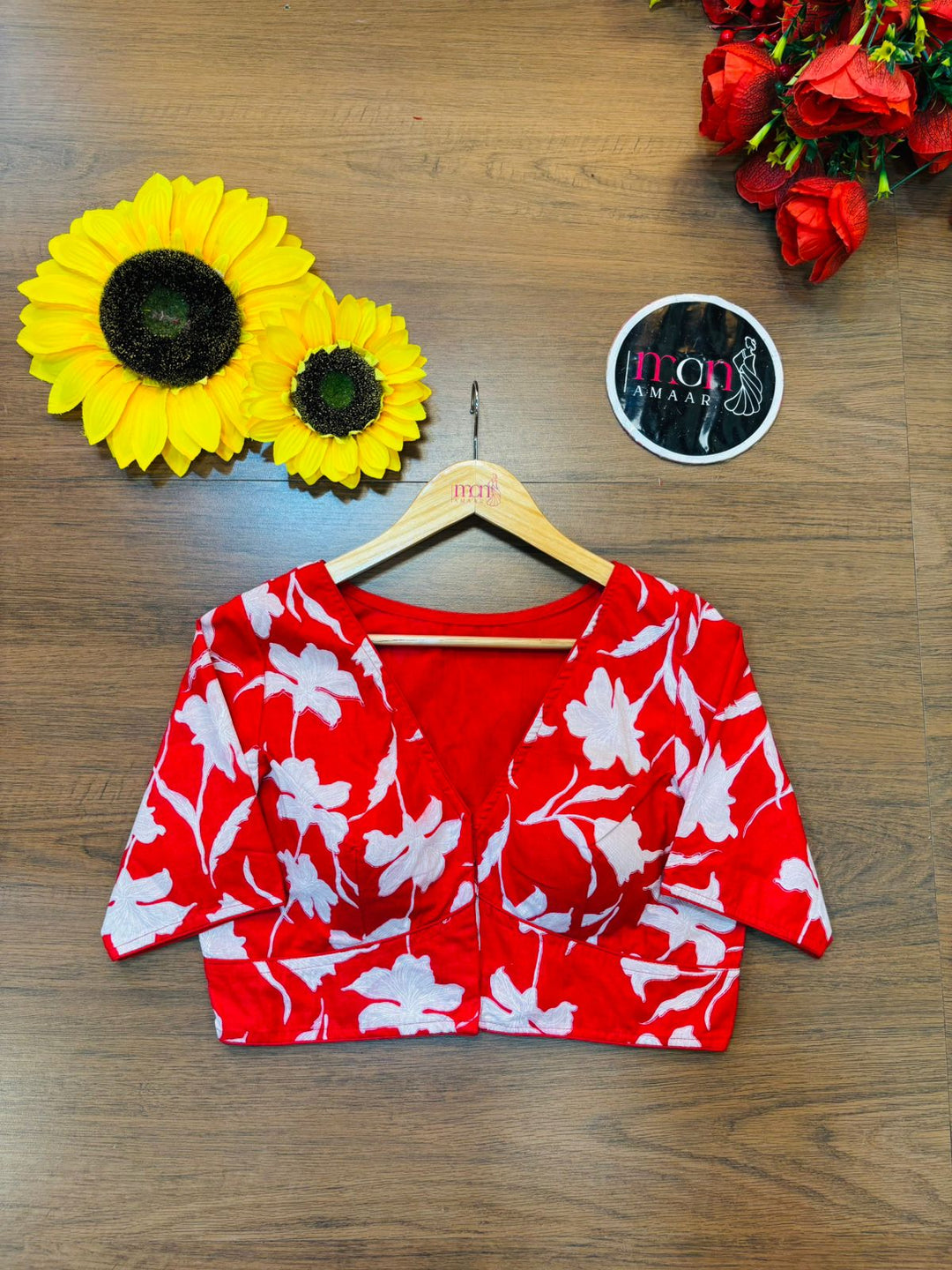 Amrapali Red Cotton Blouse