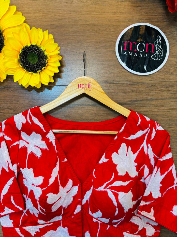 Amrapali Red Cotton Blouse