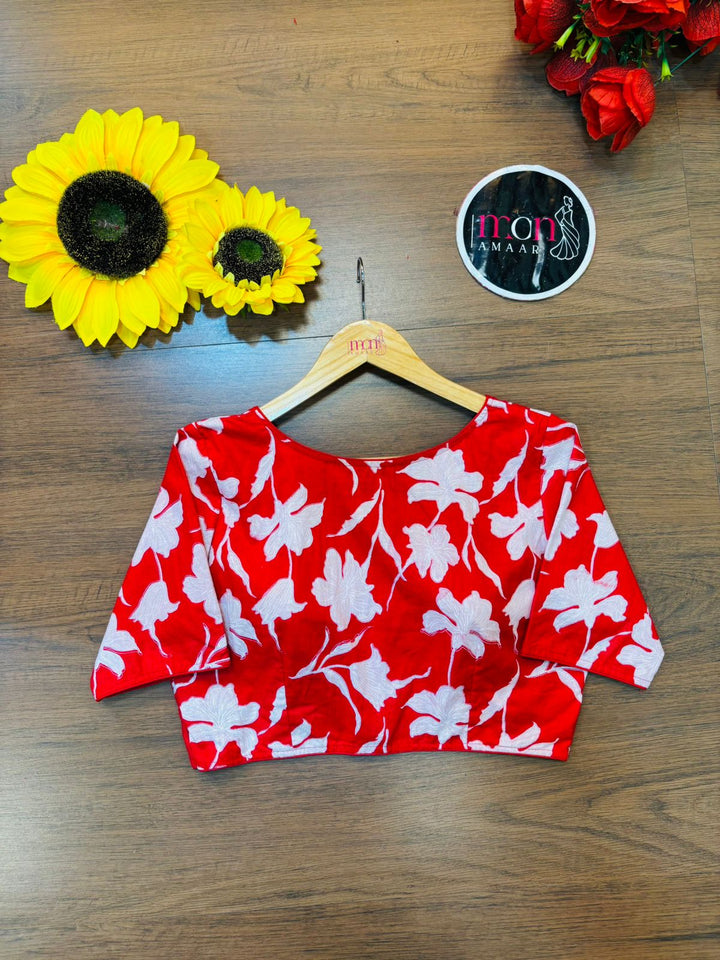 Amrapali Red Cotton Blouse