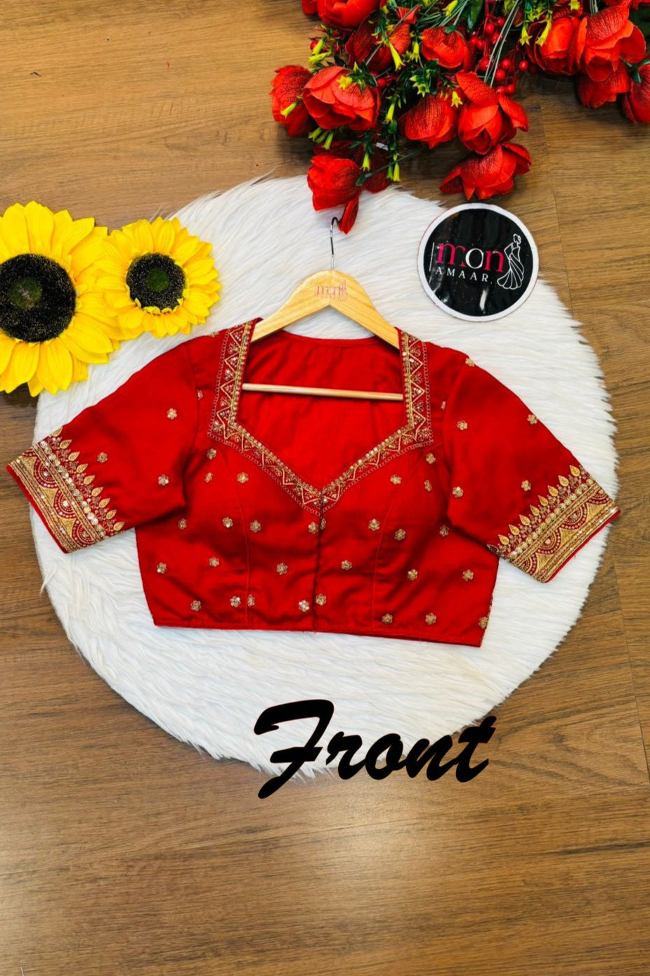 Mukti Vichitra Red Silk Blouse