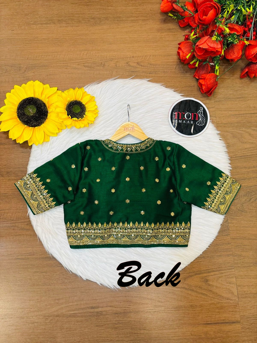 Everflowing Vichitra Green Silk Blouse