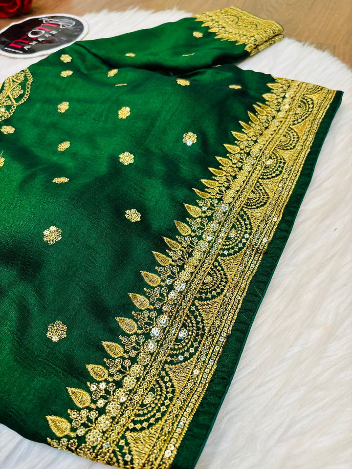 Everflowing Vichitra Green Silk Blouse