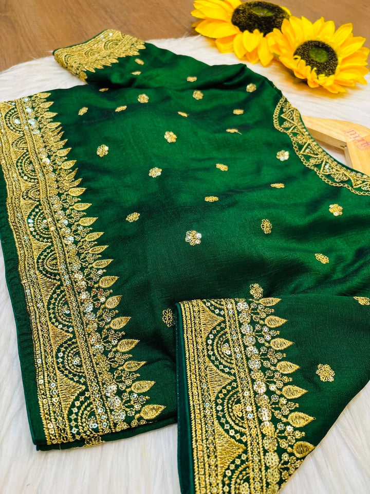 Everflowing Vichitra Green Silk Blouse