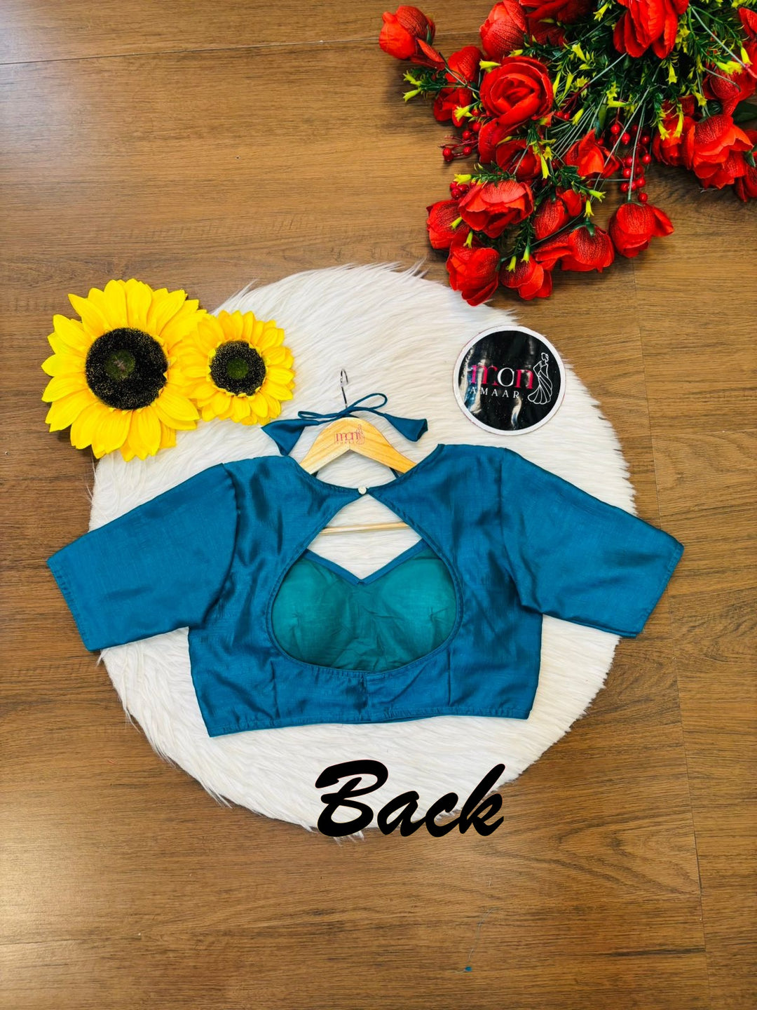 Sky Blue Masaba Style Vichitra Silk Blouse