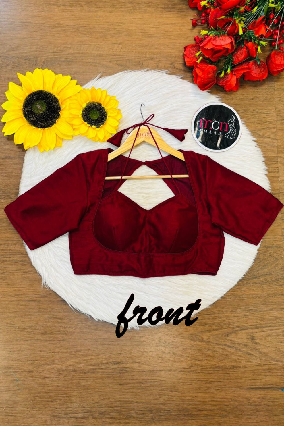 Maroon Masaba Style Vichitra Silk Blouse