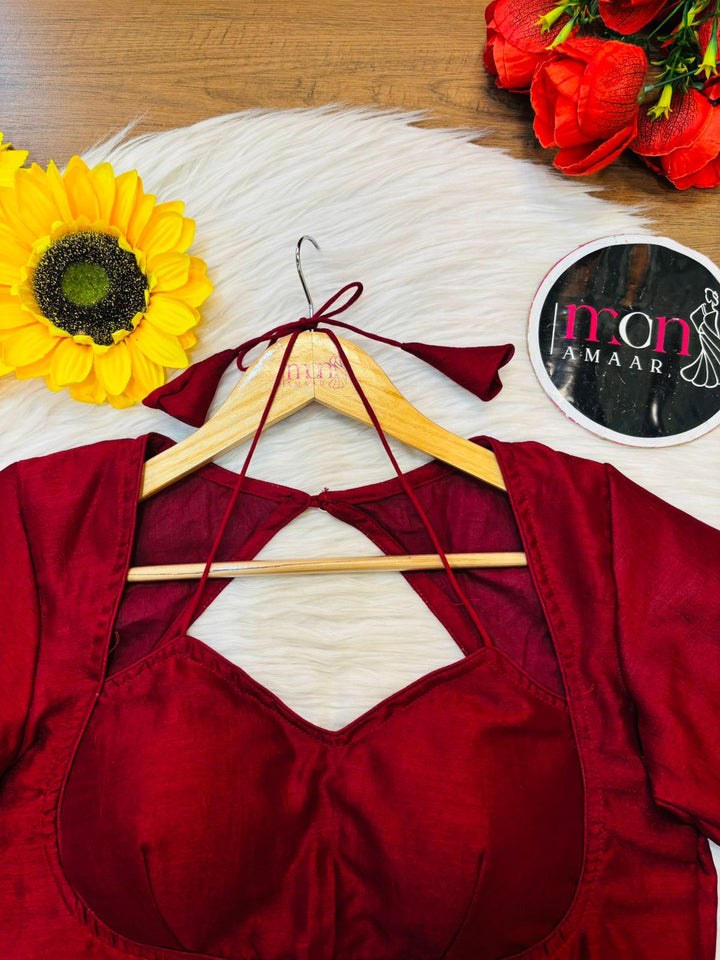 Maroon Masaba Style Vichitra Silk Blouse