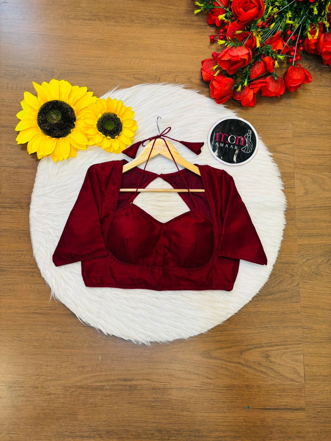 Maroon Masaba Style Vichitra Silk Blouse