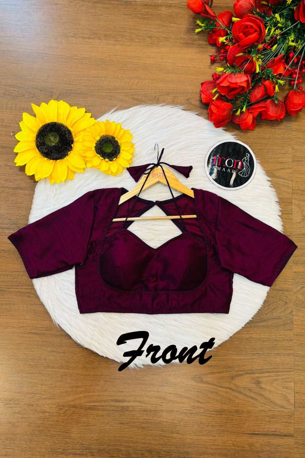 Wine Masaba Style Vichitra Silk Blouse