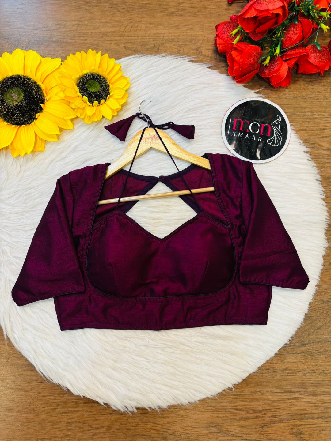 Wine Masaba Style Vichitra Silk Blouse