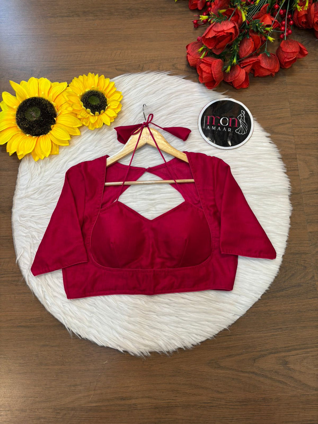 Pink Masaba Style Vichitra Silk Blouse