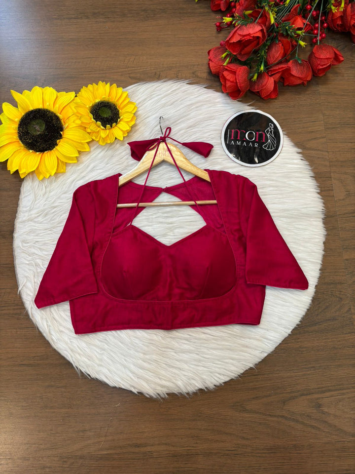 Pink Masaba Style Vichitra Silk Blouse