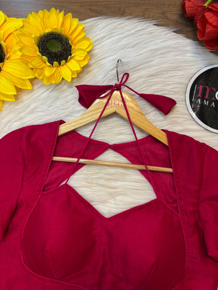 Pink Masaba Style Vichitra Silk Blouse