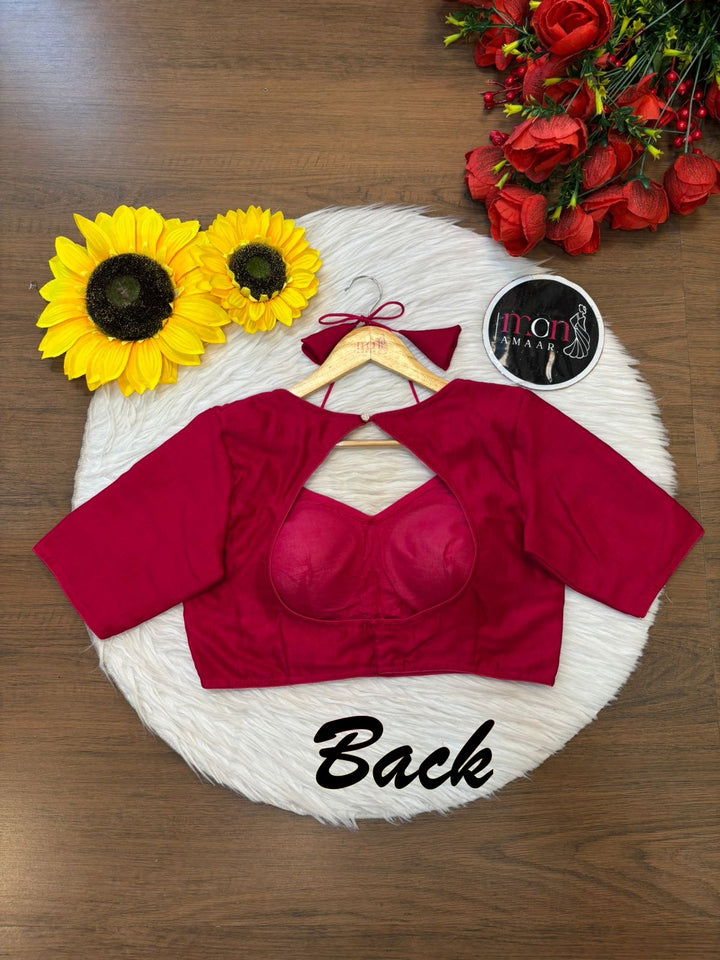 Pink Masaba Style Vichitra Silk Blouse