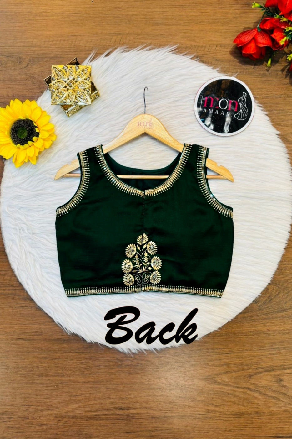 Green Vichitra Silk Blouse