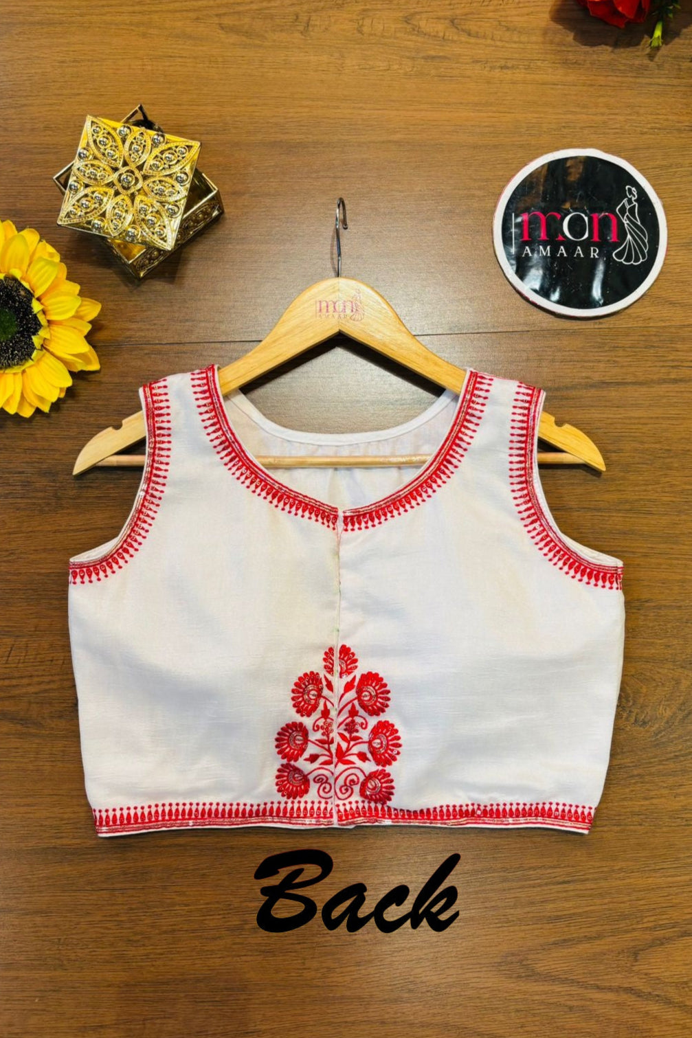 White Vichitra Silk Blouse