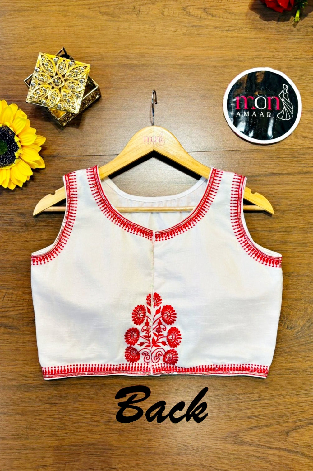 White Vichitra Silk Blouse