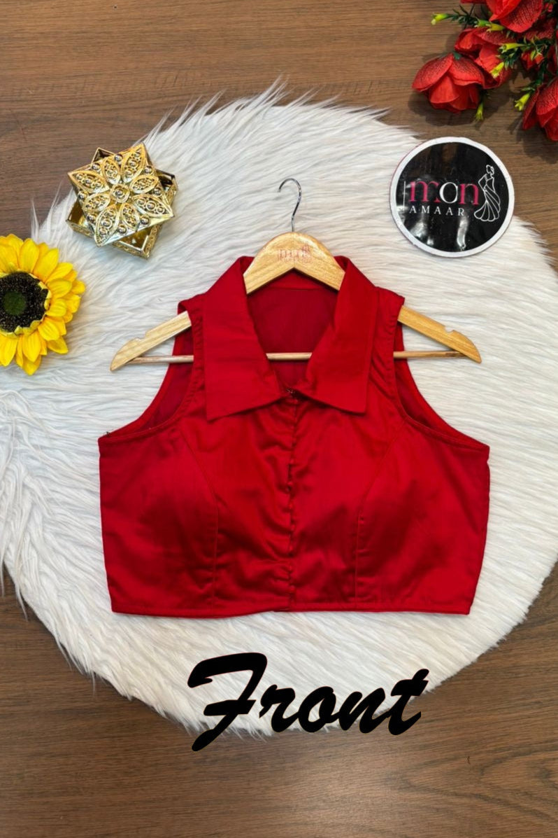 Swarna Kanya Red Cotton Blouse