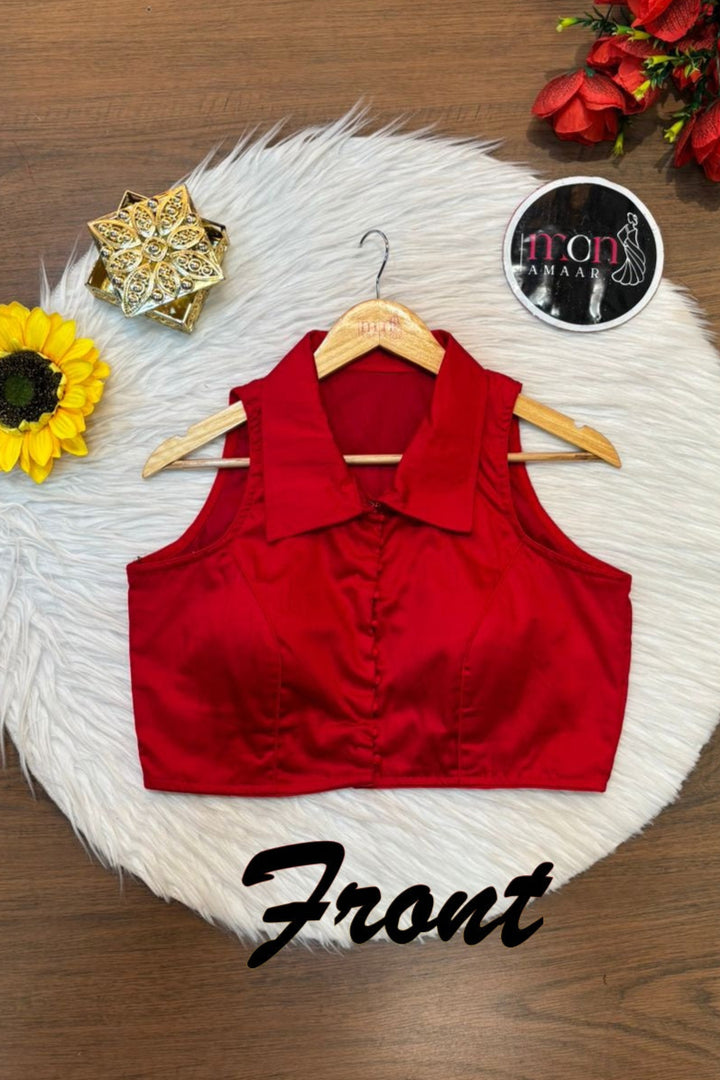 Swarna Kanya Red Cotton Blouse