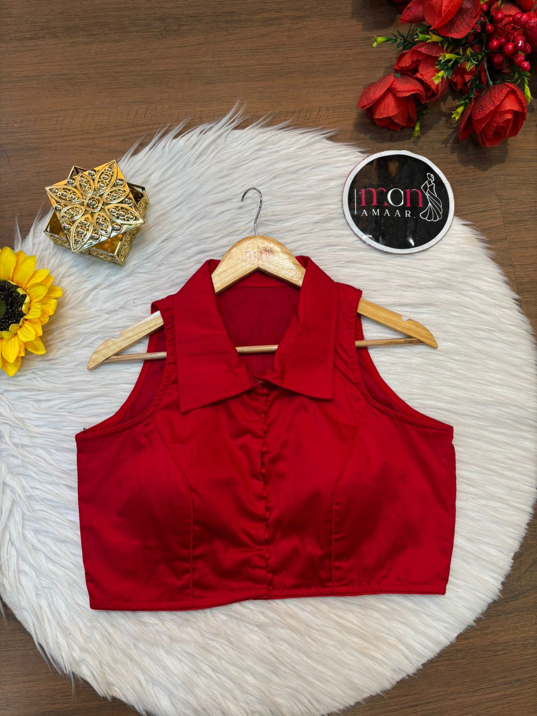 Swarna Kanya Red Cotton Blouse