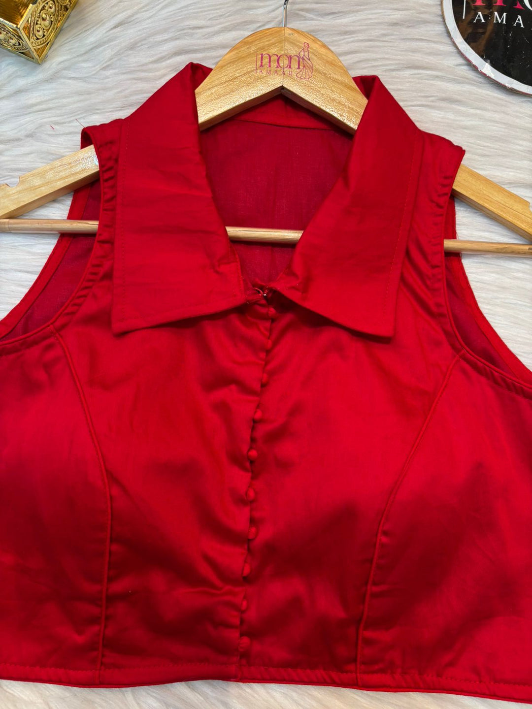 Swarna Kanya Red Cotton Blouse