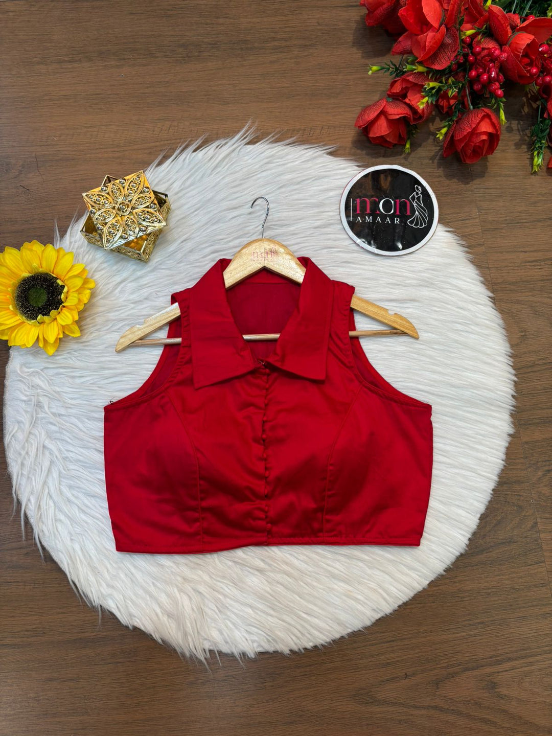 Swarna Kanya Red Cotton Blouse