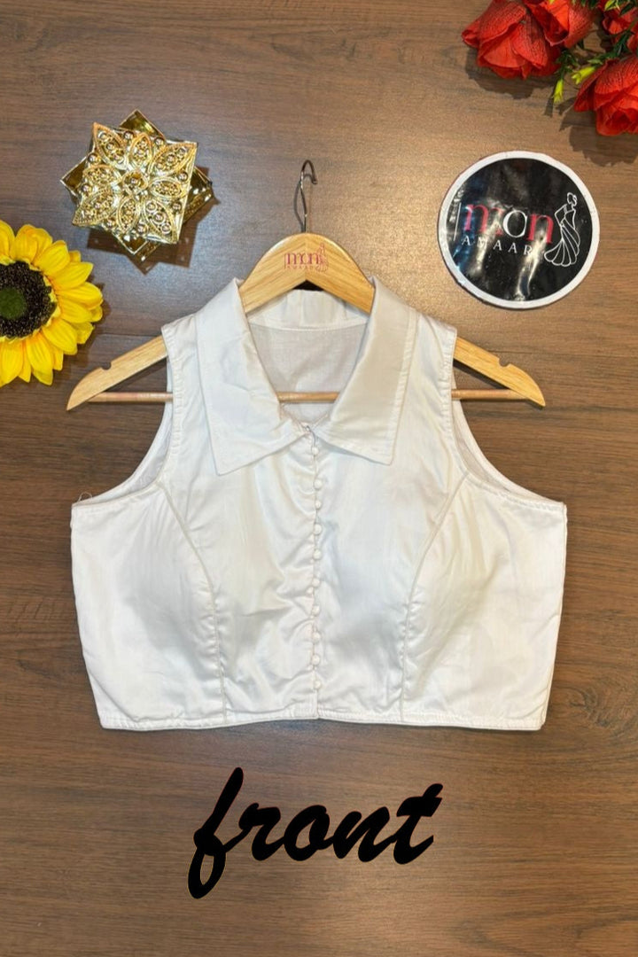 Swarna Kanya white Cotton Blouse