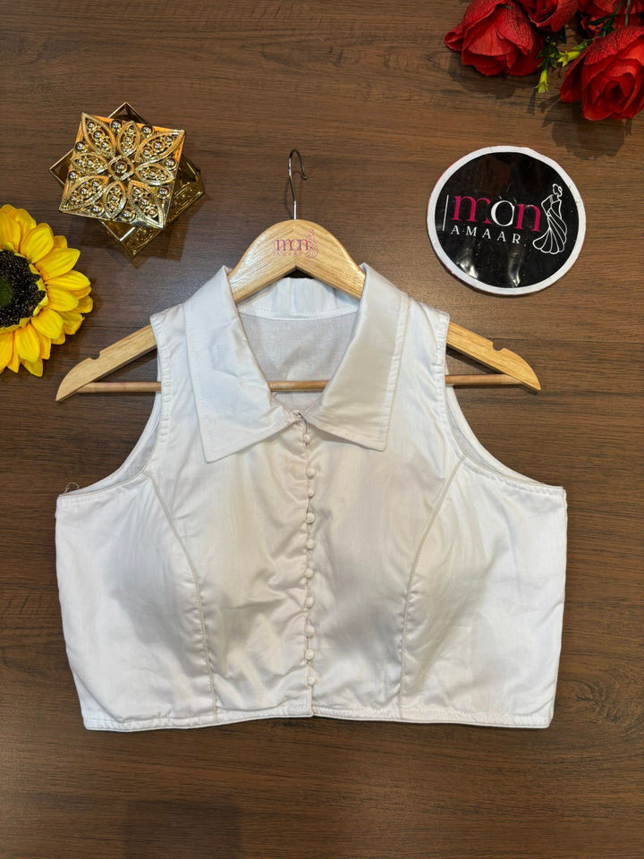 Swarna Kanya white Cotton Blouse