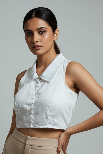 Swarna Kanya White Cotton Blouse
