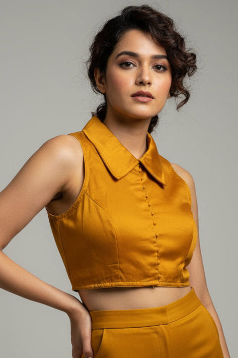 Swarna Kanya Yellow Cotton Blouse