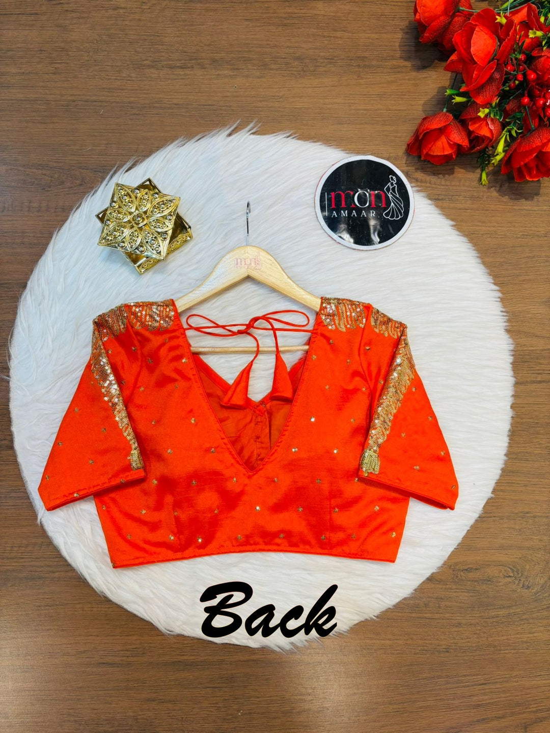 Orange Royale Vichitra Silk Blouse