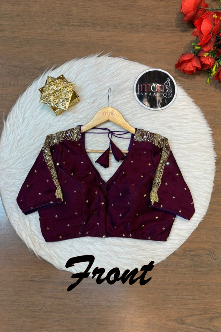 Purple Royale Vichitra Silk Blouse