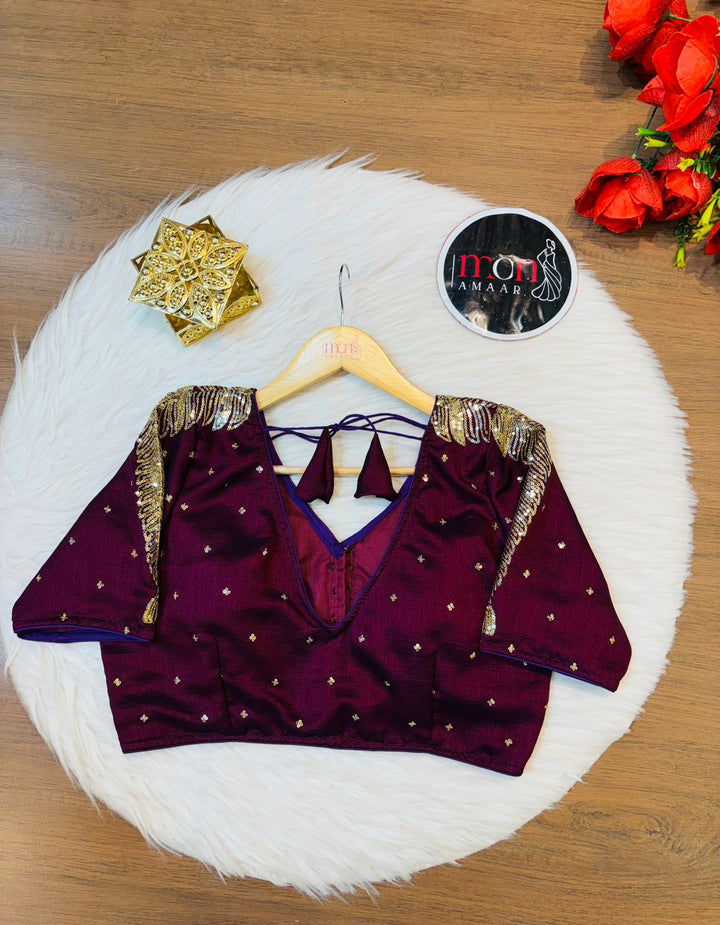 Purple Royale Vichitra Silk Blouse