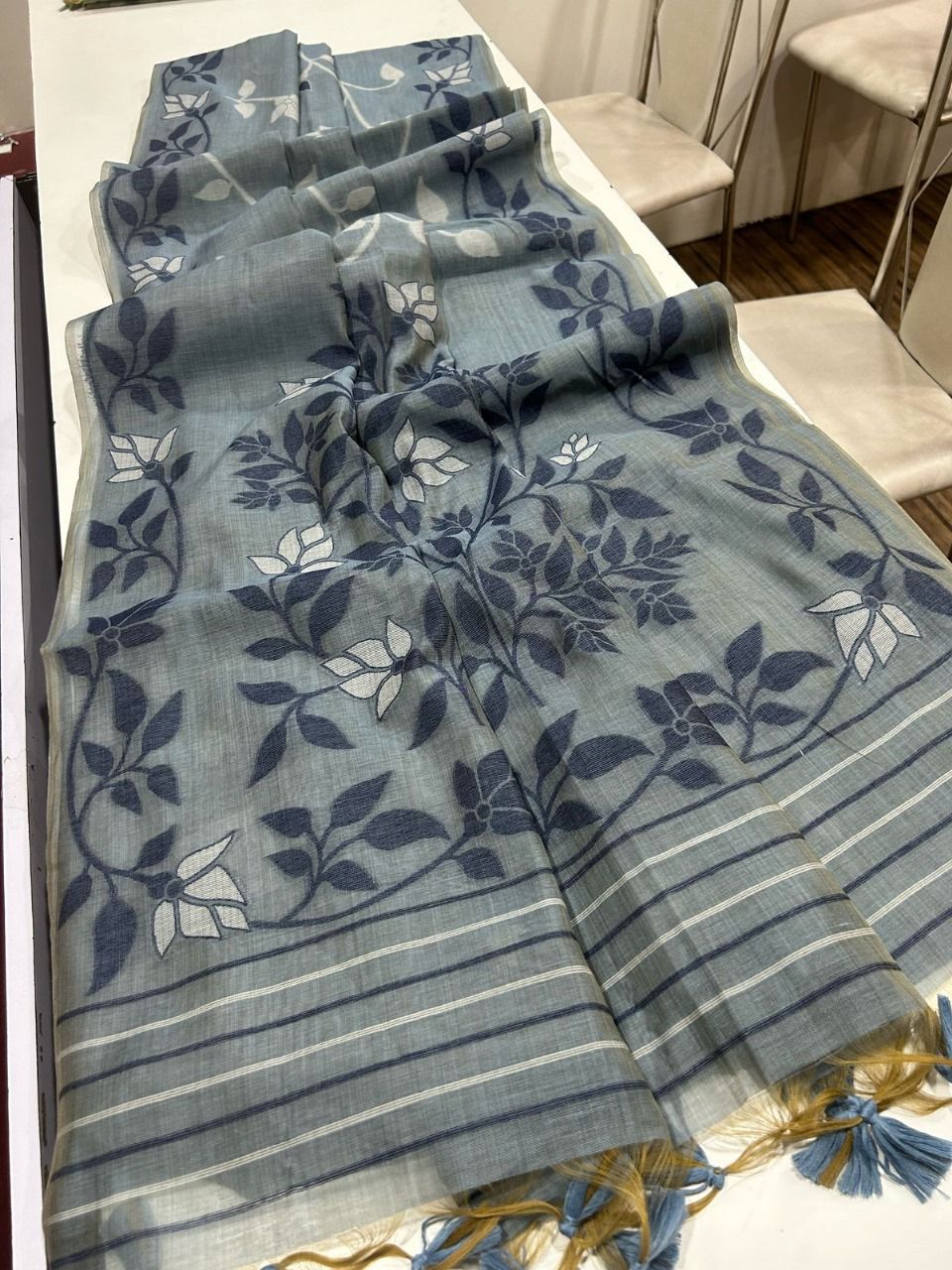 Royal Empress Muga Cotton Jamdani Saree