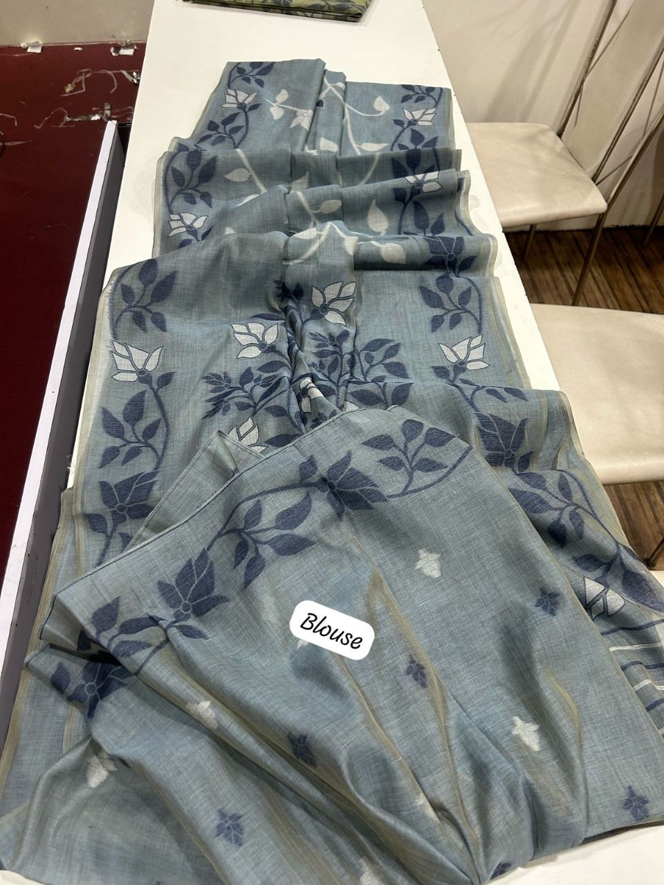 Royal Empress Muga Cotton Jamdani Saree