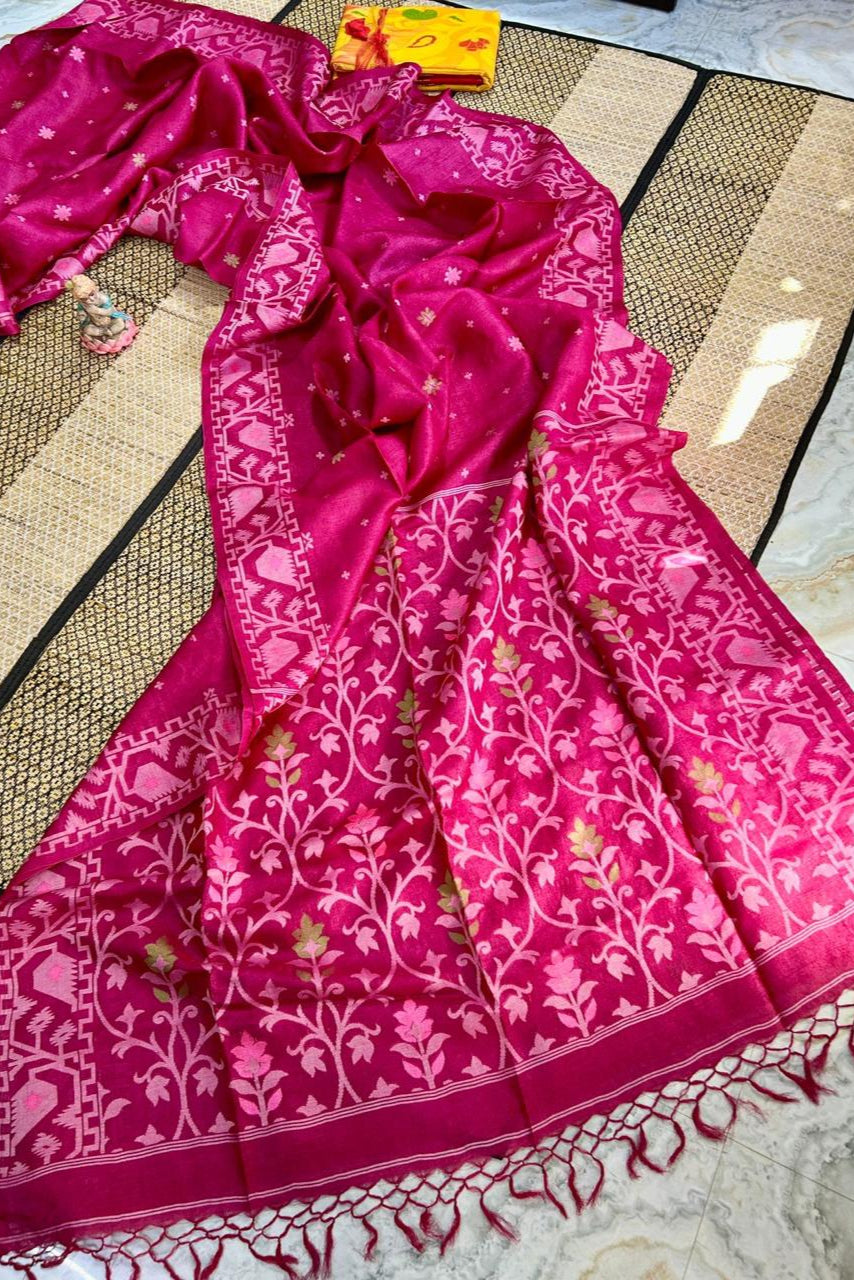 Golapi Mon Gachi Tussar Jamdani Saree