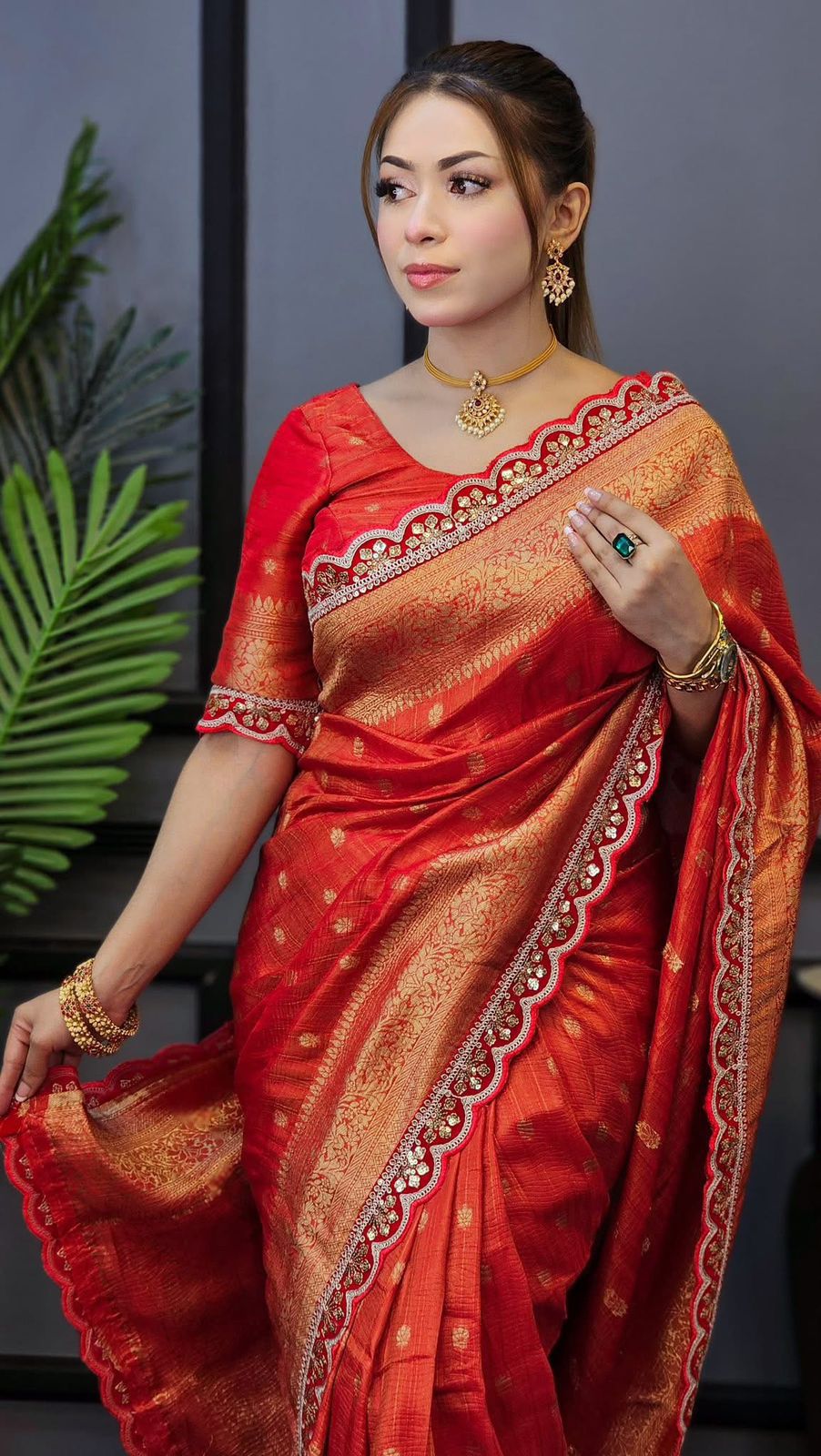 Aromatic Flame Designer Banarasi Silk Saree
