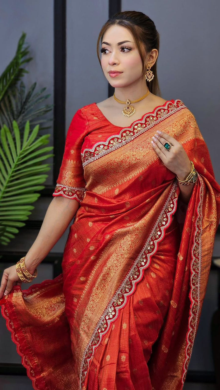Aromatic Flame Designer Banarasi Silk Saree