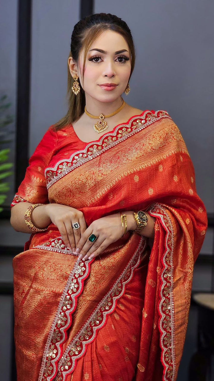 Aromatic Flame Designer Banarasi Silk Saree