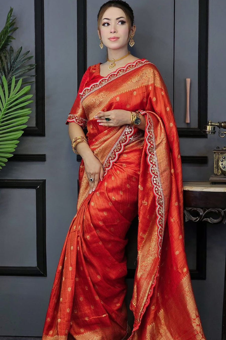 Aromatic Flame Designer Banarasi Silk Saree