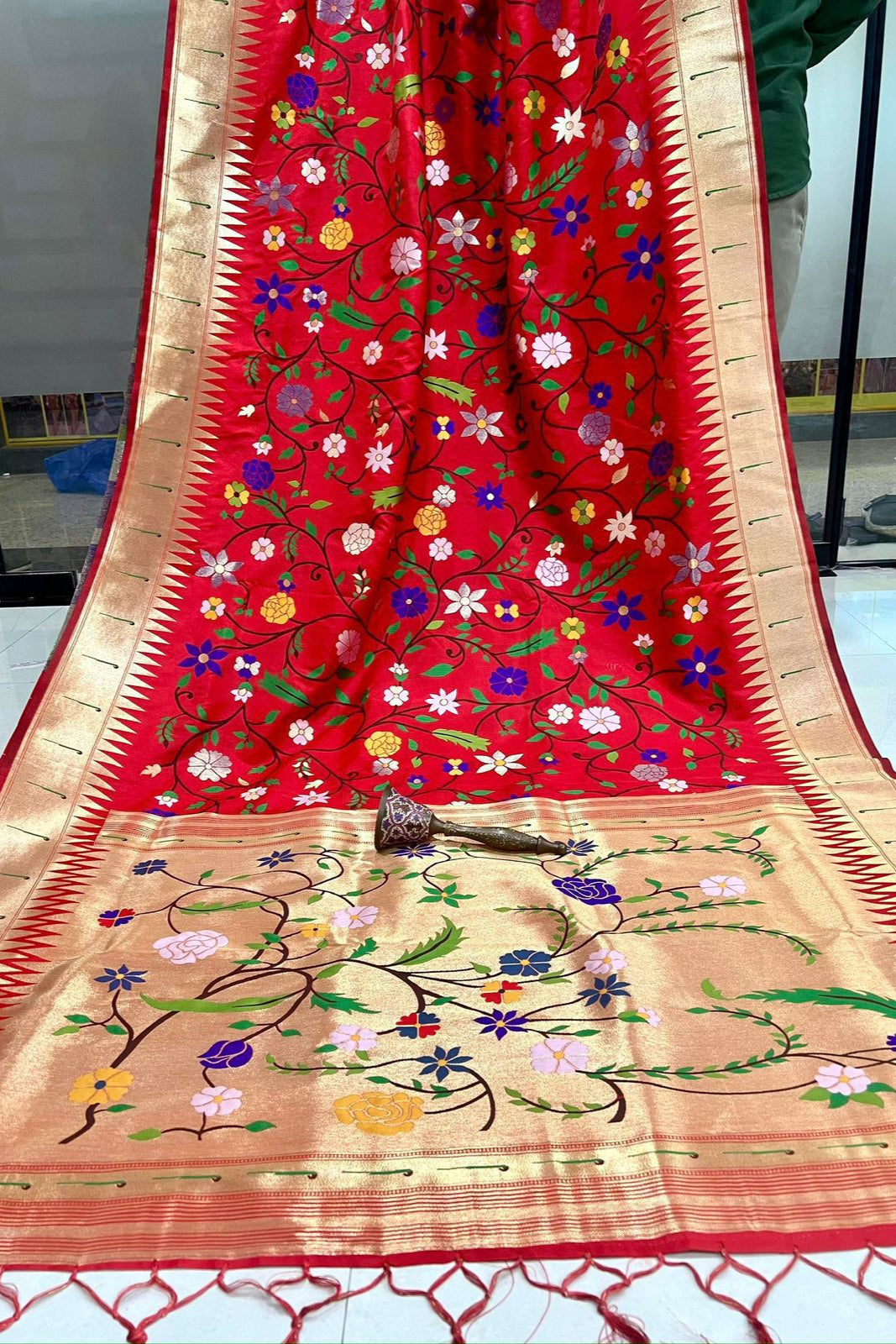Actress Janhvi Kapoor Inspired Kanchivaram Paithani Silk Saree