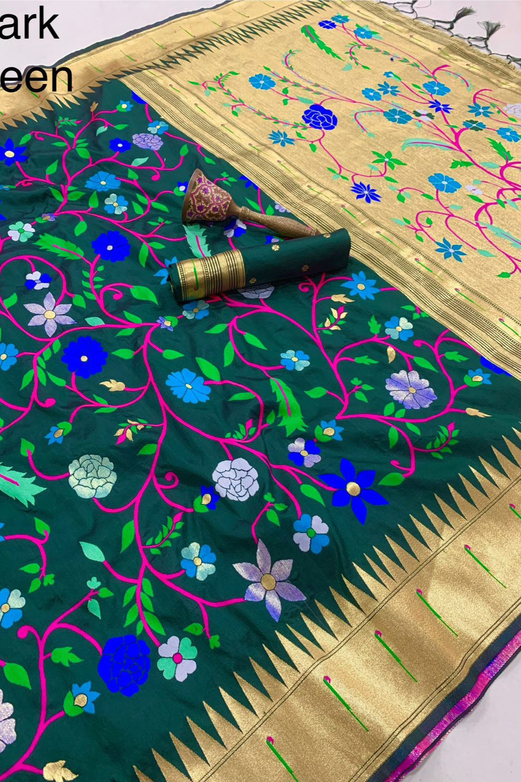 Actress Janhvi Kapoor Inspired Kanchivaram Paithani Silk Saree
