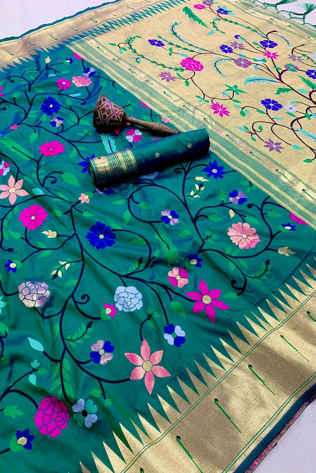 Actress Janhvi Kapoor Inspired Kanchivaram Paithani Silk Saree