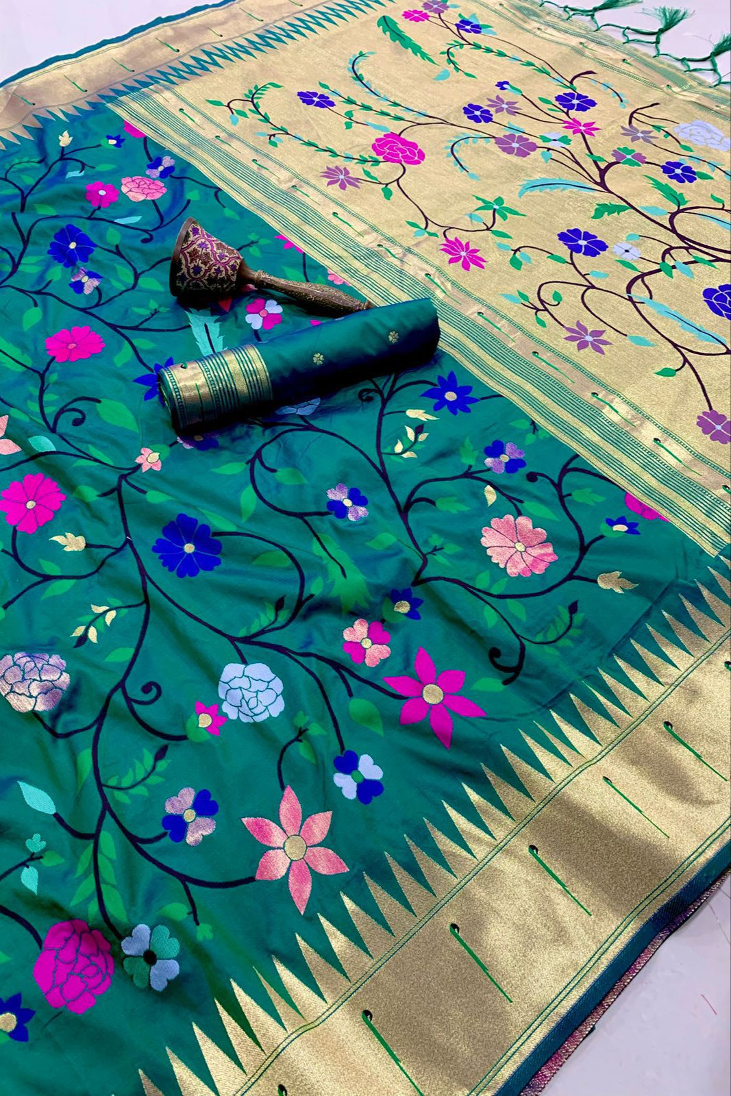 Actress Janhvi Kapoor Inspired Kanchivaram Paithani Silk Saree