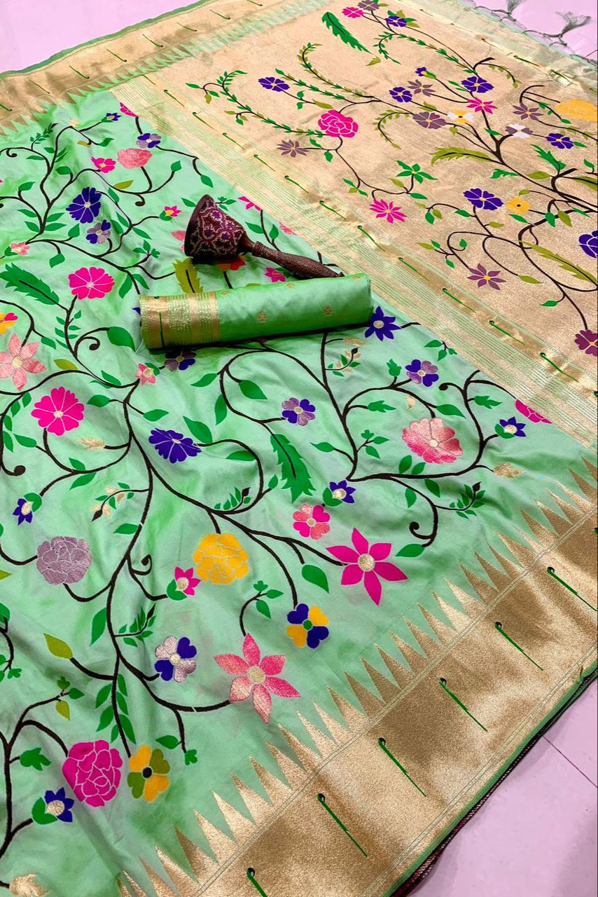 Actress Janhvi Kapoor Inspired Kanchivaram Paithani Silk Saree
