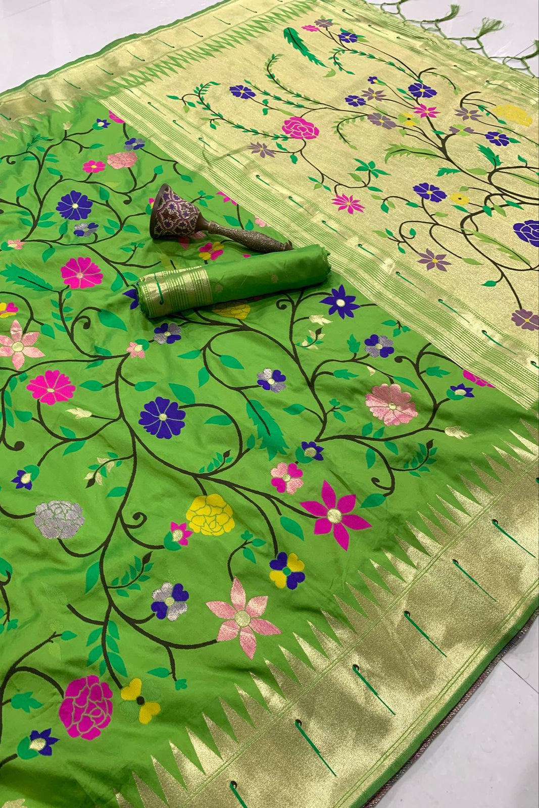 Actress Janhvi Kapoor Inspired Kanchivaram Paithani Silk Saree