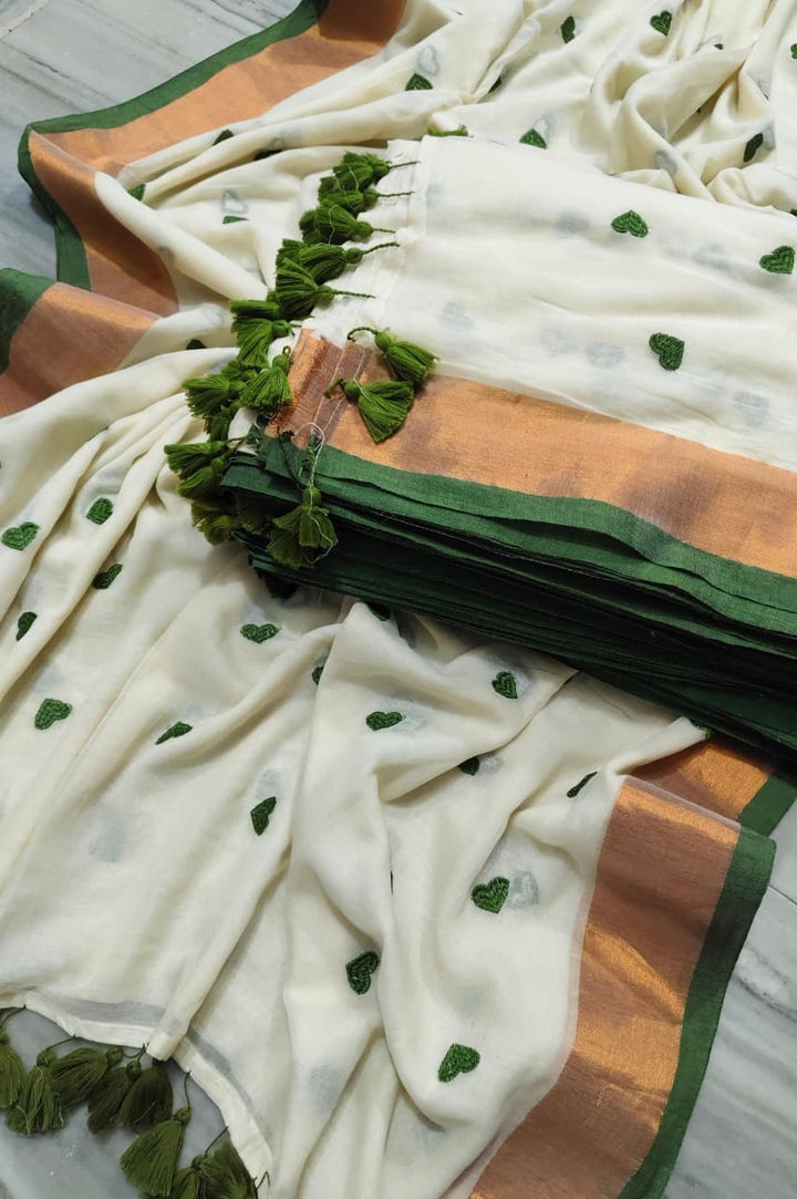 Love Embroidery Mul Cotton Saree