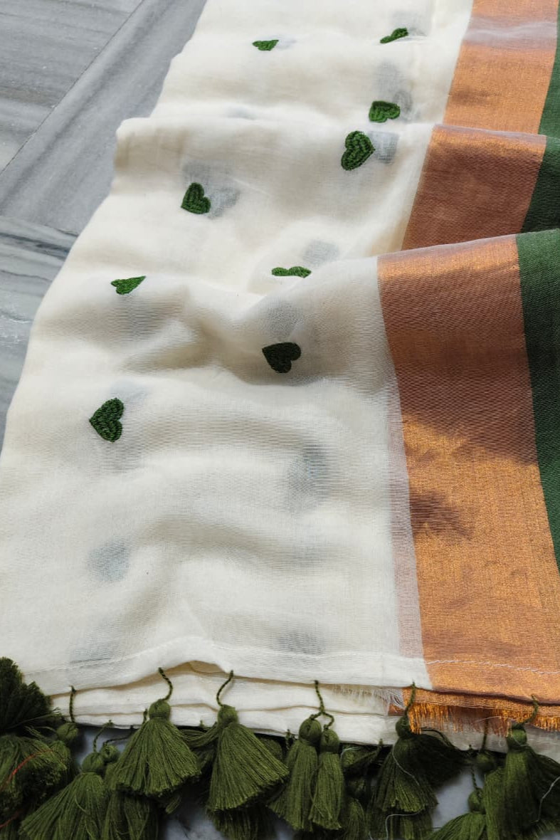 Love Embroidery Mul Cotton Saree