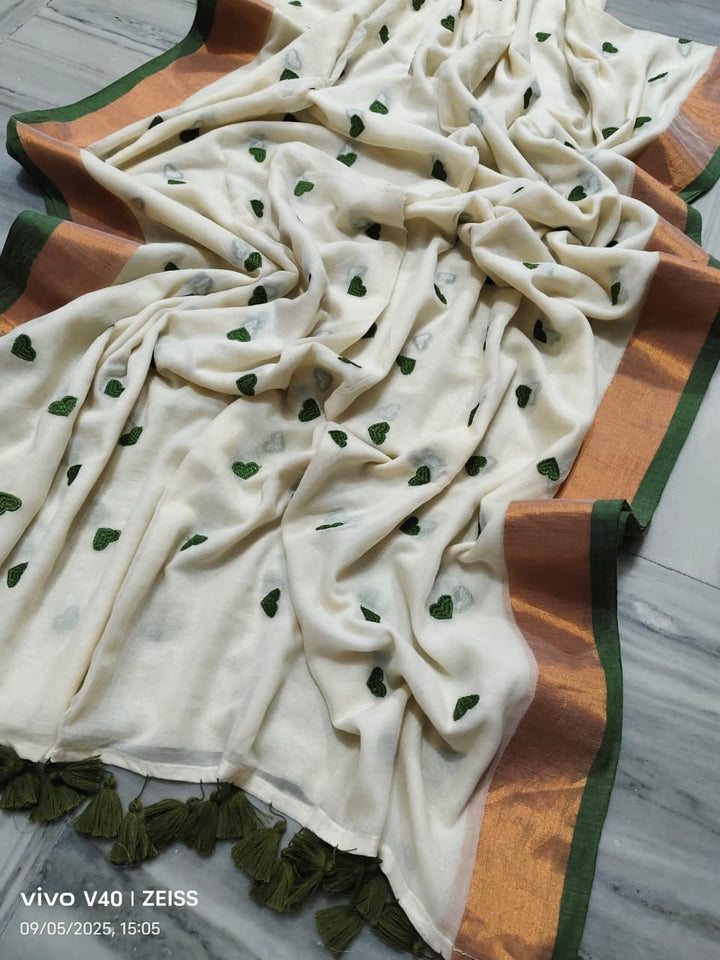 Love Embroidery Mul Cotton Saree