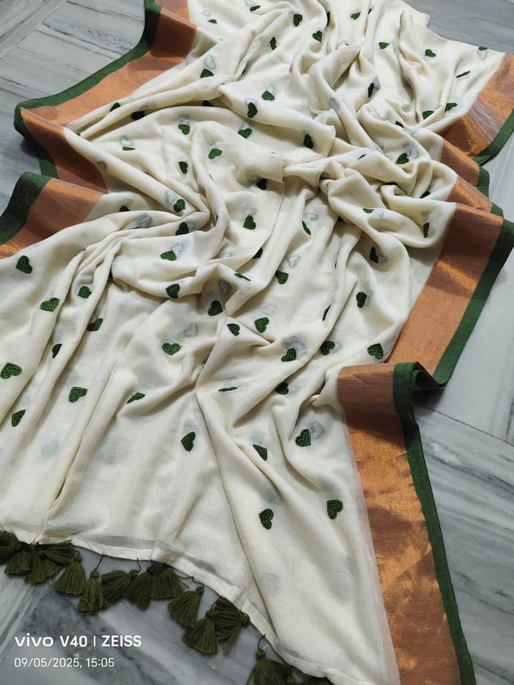 Love Embroidery Mul Cotton Saree