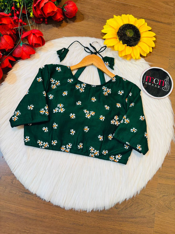 Green Shiuli Masaba Style Vichitra Silk Blouse